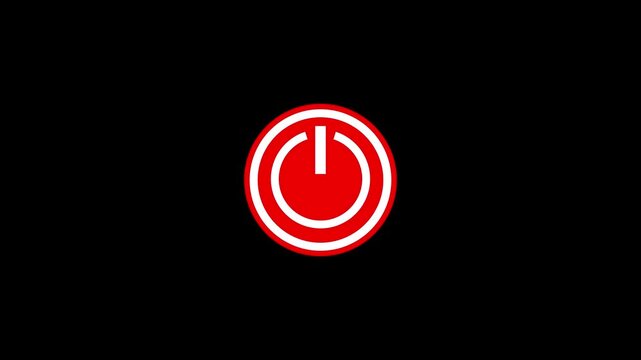 Clean Red Power Button Symbol on 4 k.video...