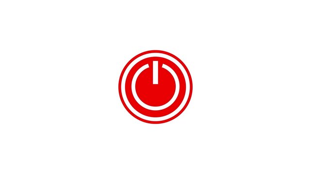Clean Red Power Button Symbol on 4 k.video...