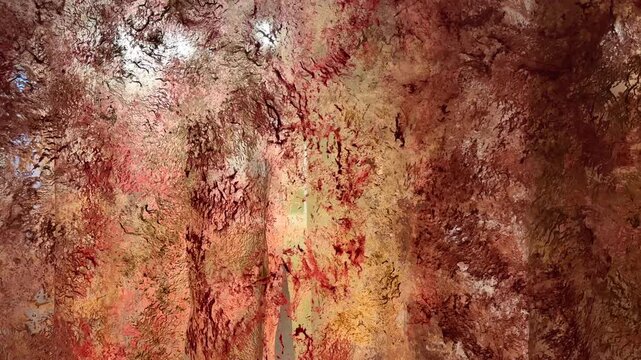 Red curtain fabric textile handmade vintage retro artistic decorative texture pattern is traditional craft of weaving woven velvet elegant ornamental in luxury backdrop of Iranian heritage in Tehran