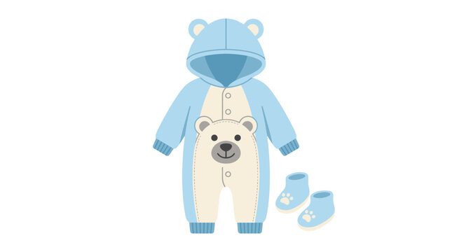 Baby Onesie And Booties Illustrated Vector Clothing On White Background