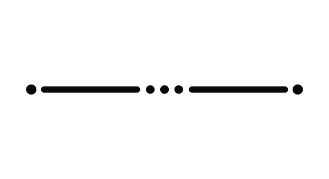 Horizontal line with circular ends and intermediate dots flat black silhouette