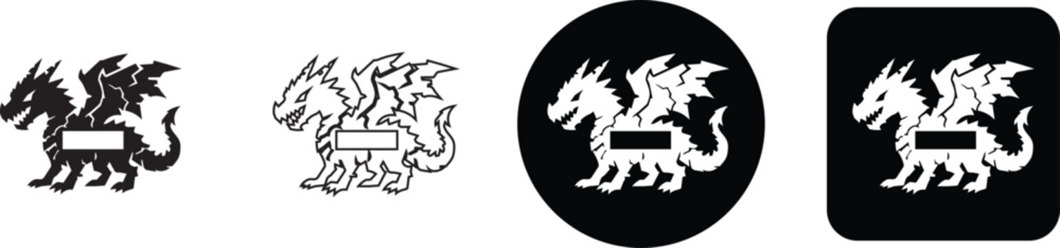 Fantasy mythical dragon monogram emblem vector collection for text name placeholder logo