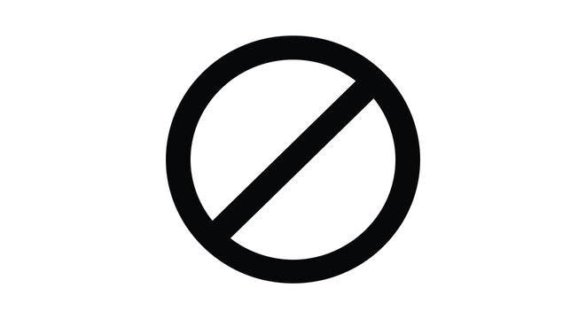 Prohibited symbol with diagonal line black silhouette on a white background