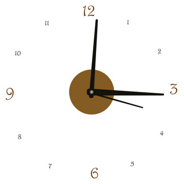 Minimalist Modern Wall Clock Vector Illustration with Elegant Black and Gold Design on White Background &ndash; Simple Timepiece for Home Decor, Office, Interior Design, and Creative Projects