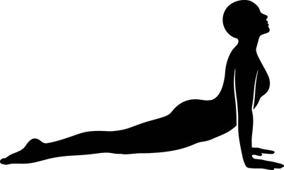 Fototapeta premium Black silhouette of woman practicing cobra yoga pose