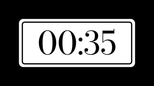 40 second countdown timer with white rectangular frame with black digital clock numbers. Conceptual design suitable for time management concepts.