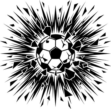 Soccer ball exploding with shards vector graphic, football