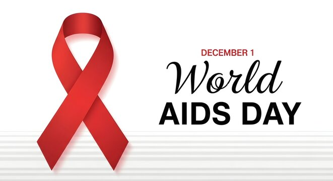 World aids day awareness december 1st red ribbon symbol for hiv support and education