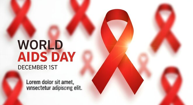World aids day awareness red ribbon symbol december 1st hiv prevention