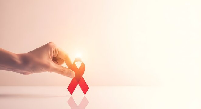 World aids day awareness red ribbon symbol of hope and support for hiv prevention and research