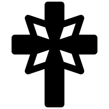Scientology. Outlined stroke vector icon with black-filled details.