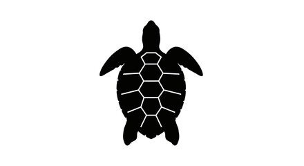 Black silhouette of a swimming sea turtle © Bolo