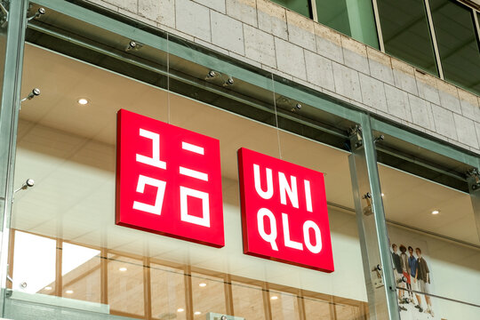 Uniqlo Store Front Signage In Modern Shopping Mall With Red Logo And Glass Facade Rome, Italy, July 2, 2026