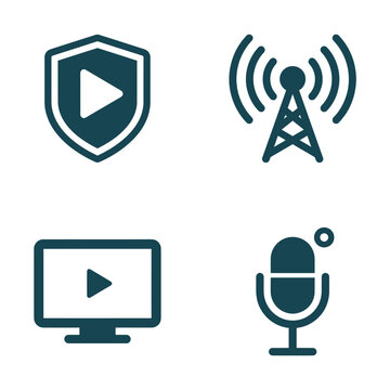 Technology icons for media and communication.