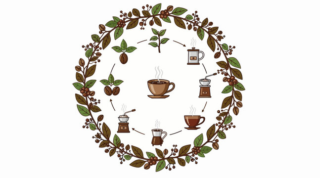 coffee cycle process illustration