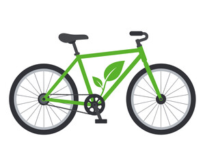 Obraz premium Green bicycle features leafy design on frame. Simple, modern illustration with clean lines. Ideal for eco-friendly or sustainable branding. Perfect for environmental campaigns or urban transport