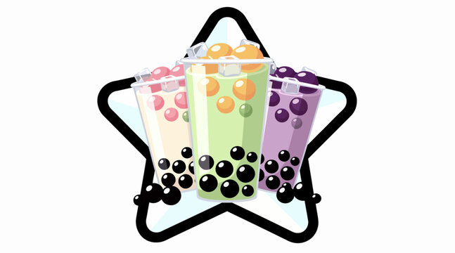 colorful bubble tea drinks in star shape