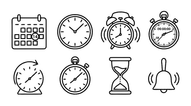 Various timekeeping devices displayed on a white background