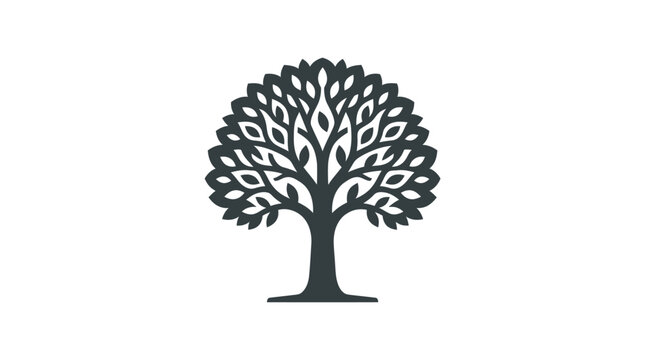 Tree Icon With Branches And Leaves.