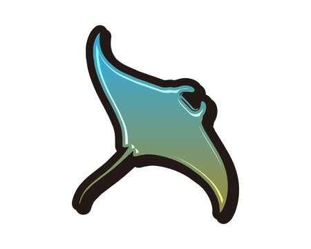 Cute stylized stingray colorful vector illustration
