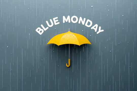 Banner poster card Blue Monday depression sadness melancholy seasonal emotions day AI Generative