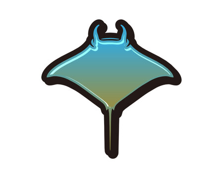 Front view manta ray colorful vector illustration
