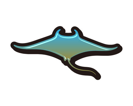 Front view manta ray colorful vector illustration
