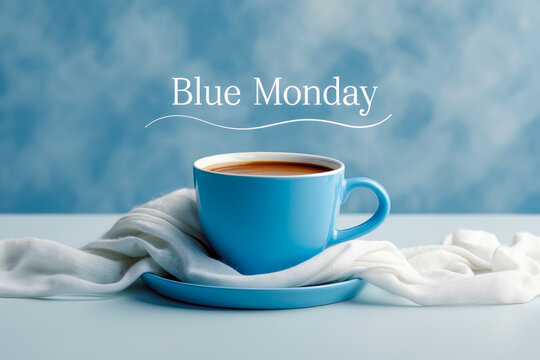 Banner poster card Blue Monday depression sadness melancholy seasonal emotions day AI Generative