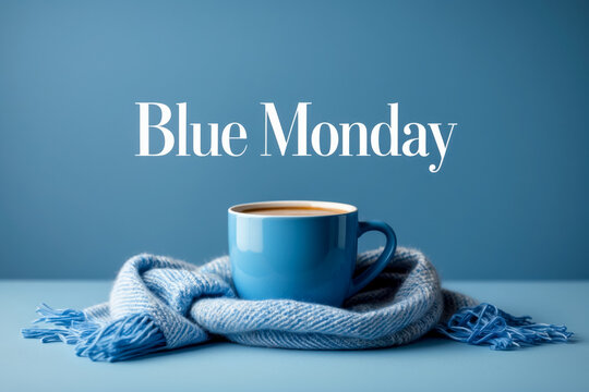 Banner poster card Blue Monday depression sadness melancholy seasonal emotions day AI Generative