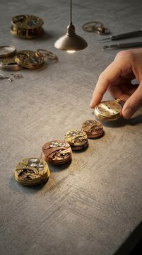 Watchmaker repairing vintage pocket watch