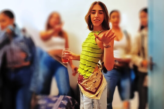A beautiful young woman dancing