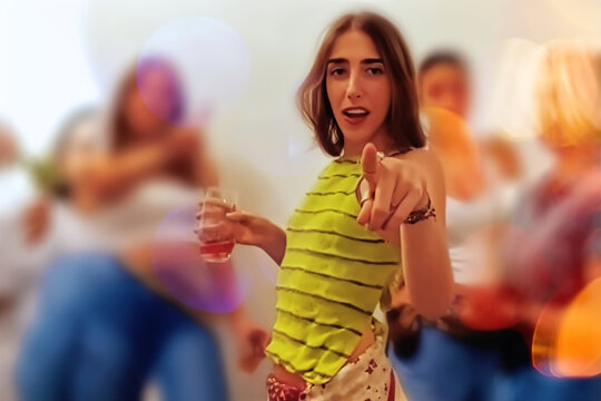 Beautiful young woman showing thumbs up
