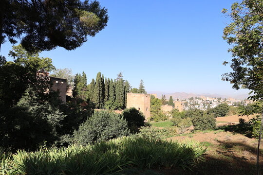 View of the Alhambra in the Spanish city Granada, Andalusia, Spain    