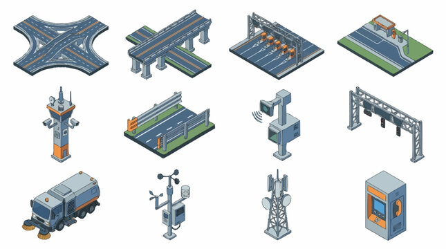 Isometric Infrastructure and Technology Icons Collection.