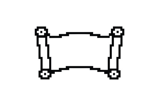 Classic Pixel Art Scroll - Journey, Exploration and Old Document Symbol