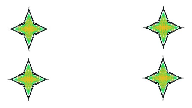 On the screen, green stars dance or sway on the sides of the image.