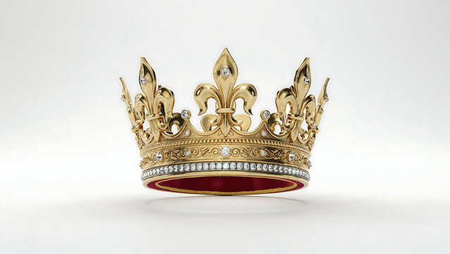 Ornate golden royal crown with intricate detailing and jewels, monarchy