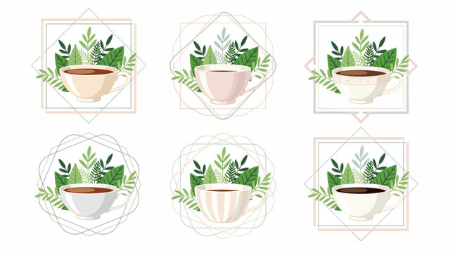 Cozy Coffee Cups with Greenery & Geometric Frames - Spring Vibes