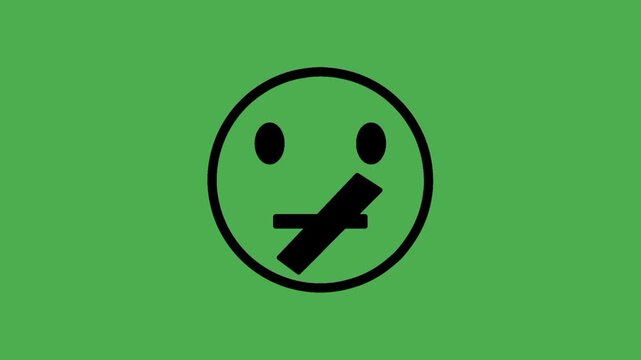 Silent treatment icon featuring face with crossed adhesive tape over the mouth. Visual representation of silence, communication barriers, and emotional expression.