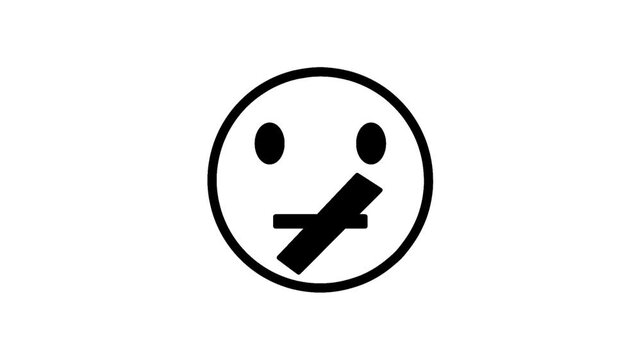 Silent treatment icon featuring face with crossed adhesive tape over the mouth. Visual representation of silence, communication barriers, and emotional expression.