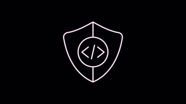 Coding and prompt lineart glow icon with alpha channel on transparent background. 4K motion graphic animation icon set. Suitable for web development and technology content