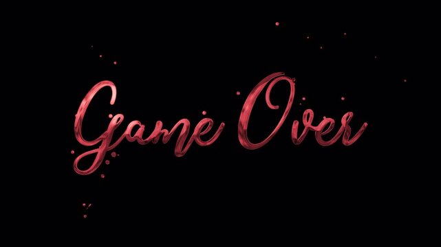 Game Over Red Handwriting Animation with smooth writeon motion rendered in 4K resolution transparent background