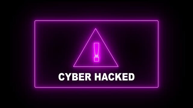 Neon line Hacker access private confidential database, Cyber attack data.Cyber hacked security breach computer hacking warning message hacked alert Business server show security hacked alert warning!