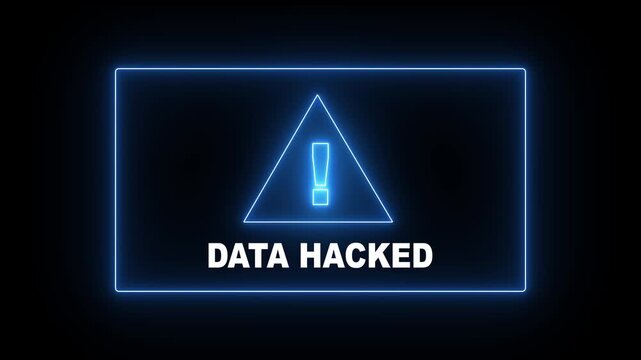 Data Hacked Warning Alert Screen Blinking glitch Error Animation. Virus, cyber attack, malware. hacked privacy data being hacked. Internet technology threat. Data Breach computer hacking warning icon