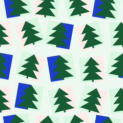 Obraz premium Seamless Christmas Tree pattern, modern abstract winter holiday background.