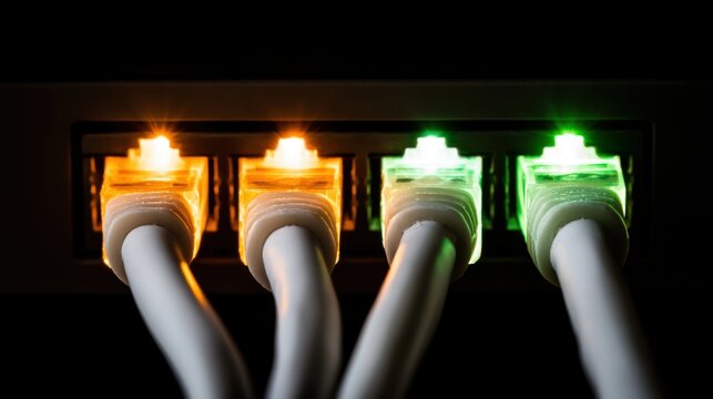 Ethernet Cables Connected to a Network Switch