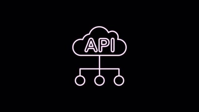 Coding and prompt lineart glow icon with alpha channel on transparent background. 4K motion graphic animation icon set. Suitable for web development and technology content
