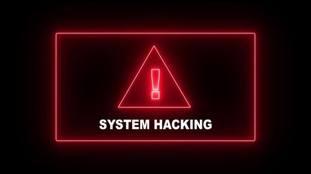 Neon line Hacker access private confidential database, Cyber attack data.Cyber hacked security breach computer hacking warning message hacked alert Business server show security hacked alert warning