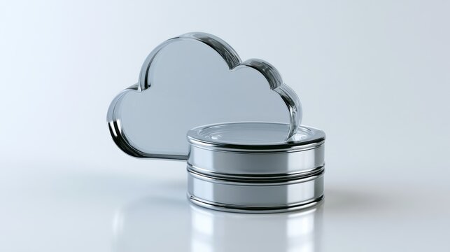 Metallic Cloud Database Symbol for Data Storage