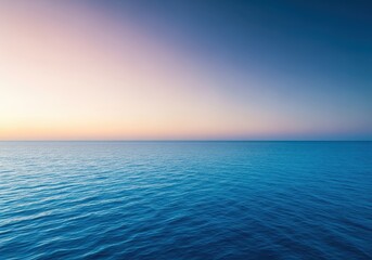 Obraz premium Serene seascape showcasing the endless expanse where the deep blue water meets the atmospheric sky along the dramatic horizon line, scale, serene, outdoor